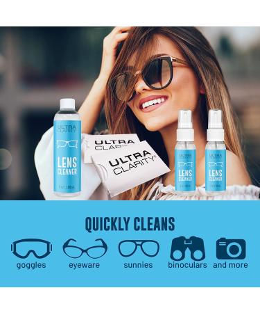 ULTRA CLARITY Eyeglass Lens Cleaning Spray Value Pack - 10oz Spray, 2 Microfiber Cloths - Professional Grade 5pc Kit - Buy Online on GoSupps.com