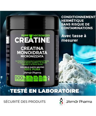Creatine Monohydrate Powder 100% Pure Micronized No Additives Creatine Monohydrate Powder 100% Pure for Performance and Muscle Powder Unflavoured 166 Servings 500g J.Armor Pharma - Buy Online on GoSupps.com