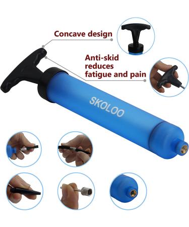 Skoloo Portable Hand Air Ball Pump Inflator Kit | Includes Needle, Nozzle, Extension Hose | For Soccer, Basketball, Football, Volleyball & More | Blue - Buy Online on GoSupps.com