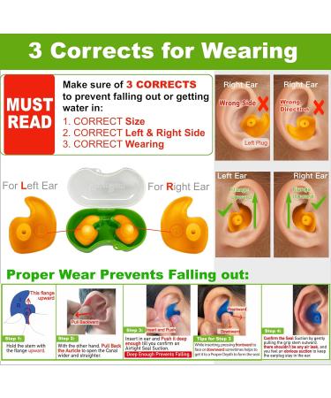 Waterdam Swimming Earplugs - Waterproof Ultra-Comfortable Prevent Swimmer's Ear | Size 2 & 3 for Men (Green) & Women/Teenagers (Blue) - Buy Online on GoSupps.com