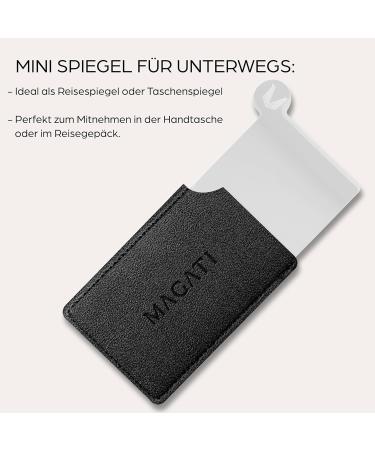 Magati Handpiegel Small - Stainless Steel Pocket Makeup Mirror with Protective Cover | 9.5x5.5 cm Cosmetic Mirror in Credit Card Format - Buy Online on GoSupps.com
