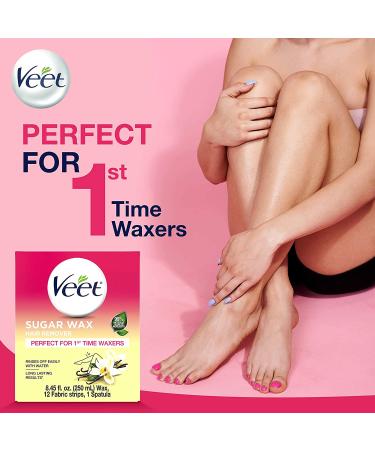 VEET Sugar Wax Hair Remover Kit - Ideal for Beginners - Includes 12 Fabric Strips and 1 Spatula - Buy Online on GoSupps.com