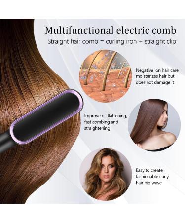 Buy 2 in 1 Hair Straightener & Curler Brush - Heated Styling Tool with Negative Ion 5 Temp Settings Fast Heating Anti-Scald - Portable Black Version - Buy Online on GoSupps.com
