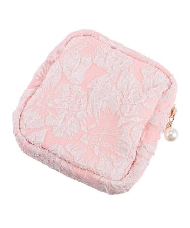 Lurrose storage bag for women's bandages Tampon money exchanges Pad bags Hygiene bags for women's articles tampon bag menstruation-small bed linen made of cotton shopping bag baby pink 11x11x3cm