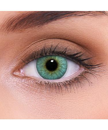 Lzotica very strong naturally covering blue contact lenses colored Crystal Blue + container 1 pair (2 pieces) dia 14.00 without strength 0.00 diopters 3 monthly lenses without interference soft lens - Buy Online on GoSupps.com