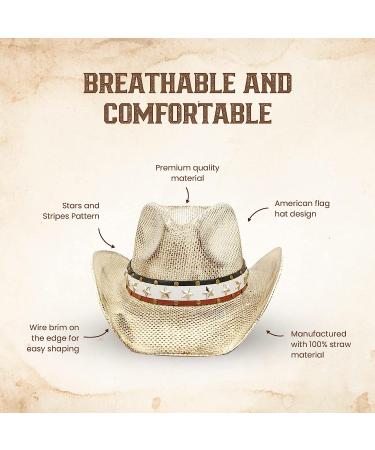 TOVOSO American Flag Cowboy Hat with Shape-It Brim | Vintage Stars and Stripes | Unisex Style - Buy Online on GoSupps.com