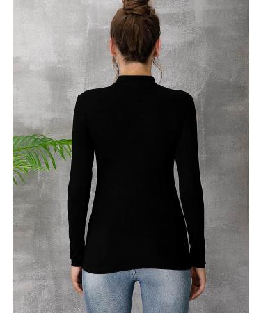 MANGDIUP Women's Mock Turtle Neck Long Sleeve Sleeveless Pullover Top - Black XL - Buy Online on GoSupps.com
