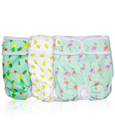 Pet Magasin Reusable Washable Dog Diapers (Pack of 3), Highly Absorbent with Strong & Flexible Velcro Trending Medium (14-20 Waist)
