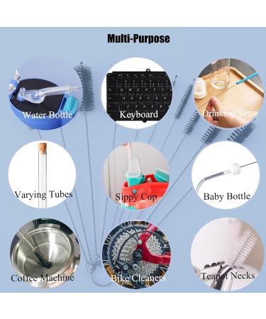 FOREVERIE All Purpose Small Cleaning Brush Blue Ideal for Cleaning Drinking Straws Sippy Cups or Bottles Small Nozzles Difficult to Access Corners Bristles Size from Tiny to Large Set of 10 Blue 10 - Buy Online on GoSupps.com