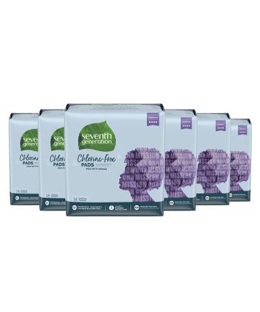 Seventh Generation Maxi Pads with Wings Overnight Absorbency Chlorine Free, Unscented,14 Count - Pack of 6 (Package May Vary)