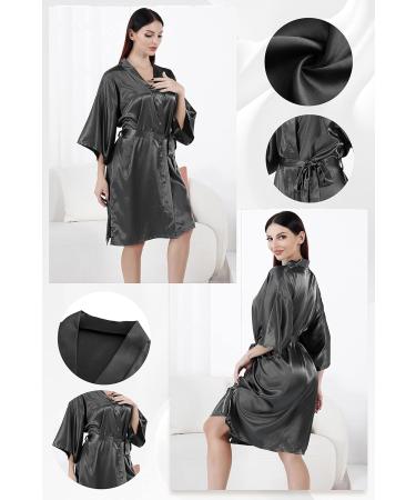 MEIKLE Silky Robes for Women Party Wedding Short Floral Kimono with Blindfold Hair Bands Elastic Hair Scrunches Cs-black S/M - Buy Online on GoSupps.com