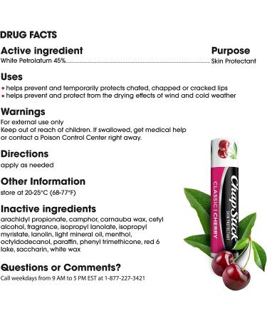 Classic Cherry Chapstick Lip Care â€“ 3 Sticks (0.15 oz Each) | Skin Protectant - Buy Online on GoSupps.com