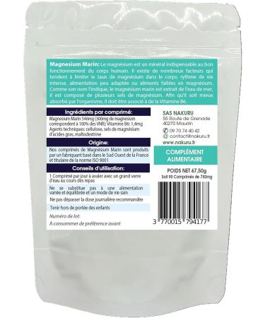 NAKURU | Marine Magnesium + Vitamin B6 | Relax Range | Made in France | (90 Tablets of 750mg / Net Weight: 67.5g) - Buy Online on GoSupps.com
