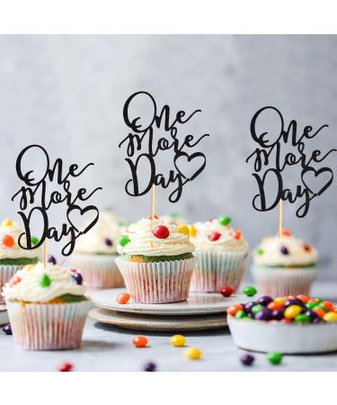 Arthsdite 24Pcs One More Day Cupcake Toppers Glitter Wedding Rehearsal Dinner Cupcake Picks Decoration for Wedding Countdown Theme Party Cake Decorations Supplies - Black Glitter - Buy Online on GoSupps.com