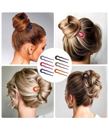 6Pcs Matte Plastic U Shaped Hair Fork French Hair Pins - Perfect Valentine's Day & Christmas Gift for Women - Buy Online on GoSupps.com