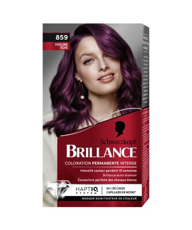 Schwarzkopf - Brillance - Coloration Cheveux Permanente Intense - Brillance Eclat Diamant - Couverture Parfaite des Cheveux Blancs - Masque Soin Fixateur - Violine Soie 859