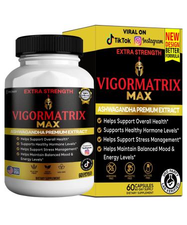 GREENVIFY Vigormatrix Max Ashwagandha Premium Extract 60 Capsules Gluten Free Vegan Non-GMO (1)