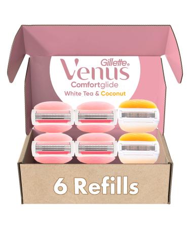 Gillette Venus Womens Razor Blade Refills, Venus ComfortGlide White Tea 4 Count and Venus ComfortGlide plus Olay 2 Count, 6 Total Refills 6 Refills, 4 White Tea + 2 Olay Coconut - Buy Online on GoSupps.com