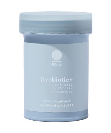 Ritual Synbiotic+ : Probiotic, Prebiotic, Postbiotic, 3-in-1 Formula for Gut Health, Bloat Support, Immune Support, Clinically-Studied, Delayed-Released Capsule Designed to Thrive, 30 Vegan Capsules