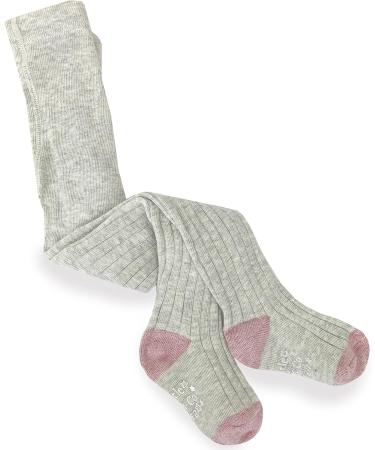 Non-Slip Super Soft Ribbed Baby and Toddler Girls Tights - Cozy Winter Warm Anti-Skid Tights for Active Children | 6-12 Months | Grey Marl - Buy Online on GoSupps.com