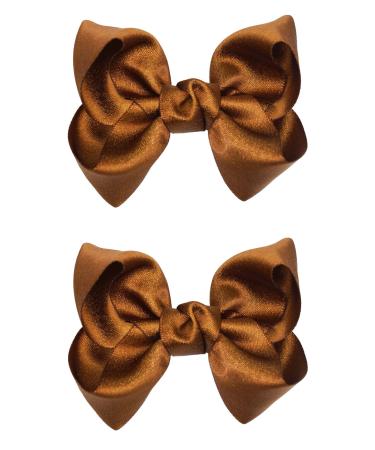 ZOONAI 3 Inch Baby Girl Hair Bows Clips Hairpin Headwear Little Teen Toddler Girls Kids Teens Toddlers Hair Accessories - Set of 2 (Deep Brown)