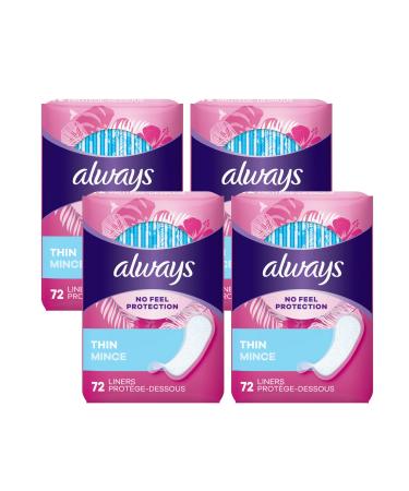 Always Thin No Feel Protection Daily Liners Regular Absorbency Unscented Breathable Layer Helps Keep You Dry 72 Count