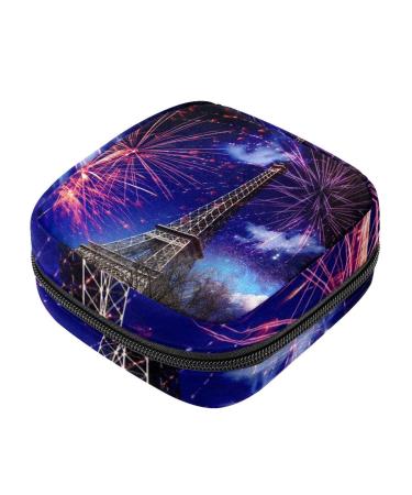 Storage bags for women's bandages Eiffel Tower Paris France with fireworks menstrual cup portable women's bandages storage bags female menstruation first period bag