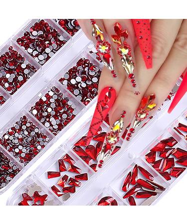 Hoinco Nail Art Rhinestones Kit - 3120Pcs Crystal AB & Red Gems Set with Tweezers and Dotting Pen - Buy Online on GoSupps.com