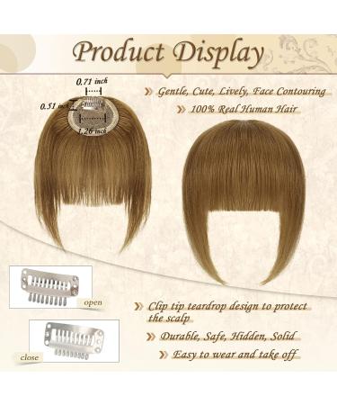 Sofeiyan 100% Remy Real Hair Bangs Clip-In - Natural Light Golden Brown Fringe Extensions for Women - Buy Online on GoSupps.com