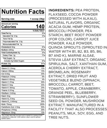 Vega Essentials Chocolate Plant Based Protein Powder - Vegan Superfood with Vitamins, Antioxidants - Keto, Low Carb, Dairy Free, Gluten Free - 21.6 oz (17 Servings) - Buy Online on GoSupps.com