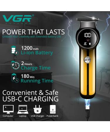 VGR Men's Electric Beard Trimmer with Turbo Mode and Precision Ceramic Blades - Buy Online on GoSupps.com