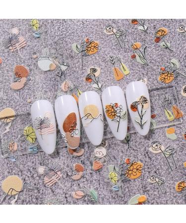 JMEOWIO 3D Embossed Flower Nail Art Stickers Decals Self-Adhesive 5D Colorful Floral Line Nail Supplies Nail Art Design Decoration Accessories 4 Sheets - Buy Online on GoSupps.com
