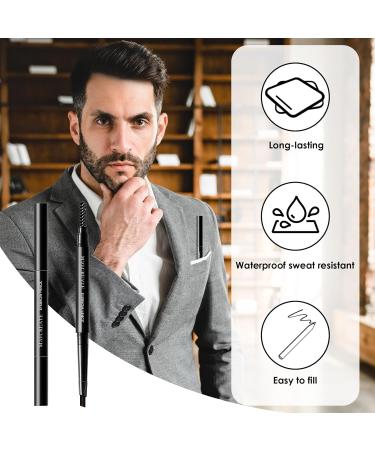 Beard Pencil Filler for Men Dark Brown Beard Pen with Blending Brush Waterproof Sweat Proof Barber Styling Grooming Pencil Hair Styling Tool with Natural Finish for Cover Beard and Scalp Patches - Buy Online on GoSupps.com