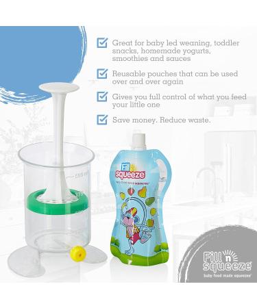Fill n Squeeze Baby Food Maker with 35 Reusable Pouches & Spoon - Medium Size - Buy Online on GoSupps.com