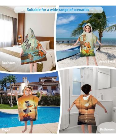 Ultra Soft Microfiber Bathing Poncho for Kids | Absorbent Hooded Towel & Beach Robe for Ages 5-10 | 76x76cm Green - Buy Online on GoSupps.com