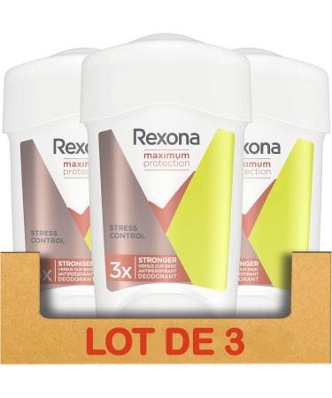 REXONA - Women's Stress Control Deodorant - Antiperspirant Stick - 3x more effective against perspiration - 96h protection - (pack of 3x45ml) (Packaging may vary) - Buy Online on GoSupps.com