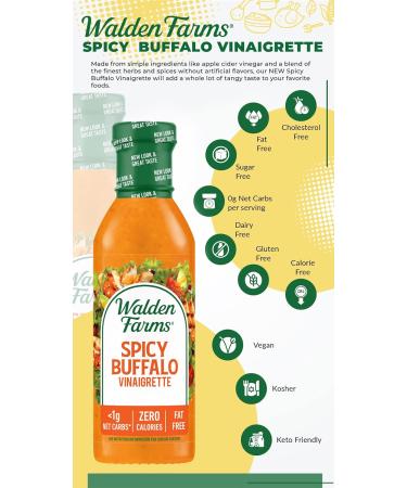 Walden Farms Spicy Buffalo Vinaigrette Salad Dressing 12 oz, Pack of 2 | 0g Net Carbs | Kosher Certified | Perfect for Salads, Chicken, Wraps | Fresh & Delicious Flavor - Buy Online on GoSupps.com