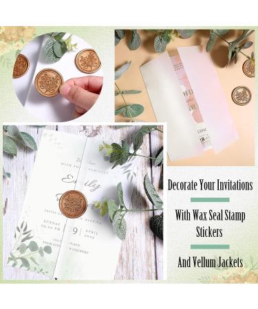 Vellum Jacket Set for 5x7 Invitations with Gold Wax Seal Stickers - Translucent Paper Kit for Wedding, Birthday, Bridal Shower, Baby Shower - Pack of 200 - Buy Online on GoSupps.com