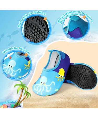 Comfyouth Fast Drying Water Shoes for Kids | Aquasqua Beach Shoes | Summer Slippers EU 24/25 - Blue Octopus Design - Buy Online on GoSupps.com