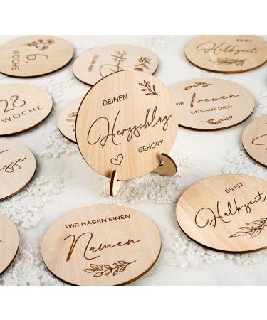 Houism Meilensteinkarten Schwangerschaft - 30 nachhaltige Holz-Meilensteine kreative Geschenkideen fr werdende Mtter & Eltern | Schwangerschaft verknden - Buy Online on GoSupps.com