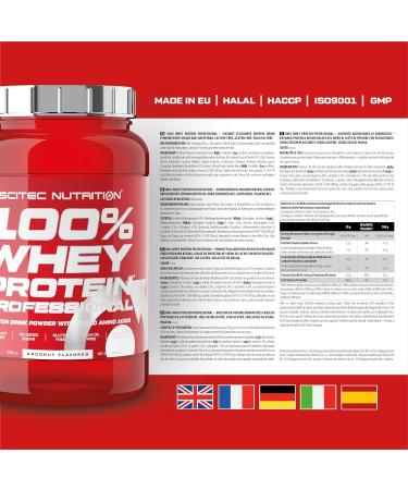 Scitec Nutrition 100% Whey Protein Professional 920g - Gluten-Free Palm Oil-Free with Amino Acids & Digestive Enzymes - Coconut Flavor - International Shipping Available - Buy Online on GoSupps.com