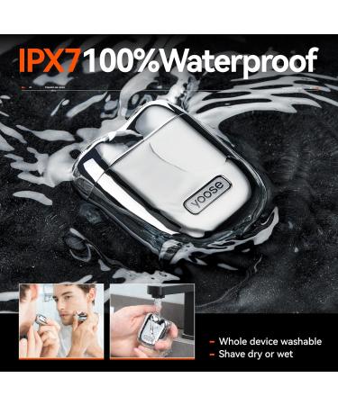 Yoose Mini Rotary Shaver Electric Razor for Men - Close Shave, IPX7 Waterproof, USB C Rechargeable - Silver Alloy Body & Magnetic Head - Cordless Razor with Travel Case - Ideal Gift - Buy Online on GoSupps.com