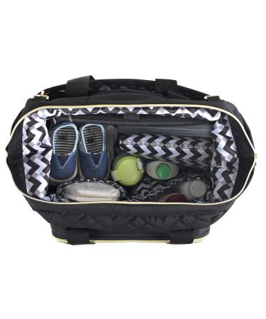 Fisher Price Quilted Diaper Bag Tote & Crossbody - Black | Insulated Bottle Pocket & Changing Pad Included - Buy Online on GoSupps.com
