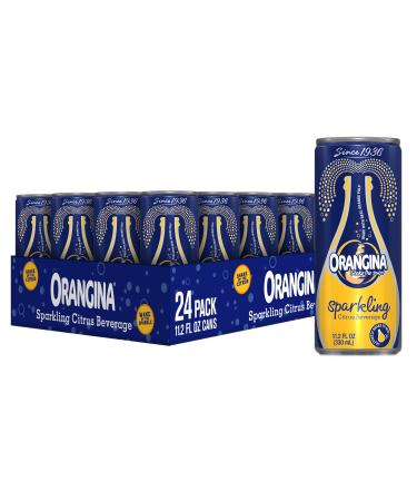 Orangina - Citrus Sparkling Juice Beverage - Light Pulp - Original Imported European French Recipe - No Artificial Ingredients - (Pack of 24) (11.2 oz Can)