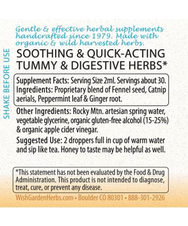 WishGarden Herbs Digestive Rescue for Kids - Organic Herbal Tincture for Quick Relief from Tummy Discomfort - Peppermint, Ginger & Fennel - 2oz - Buy Online on GoSupps.com