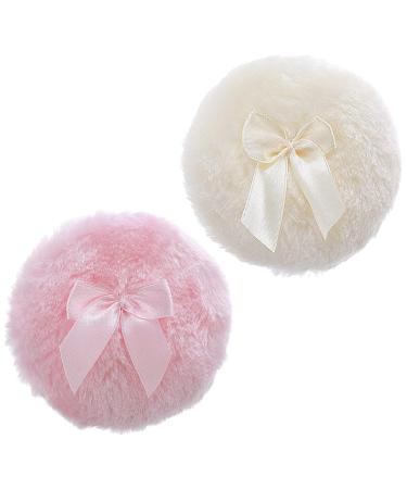 Sibba Large Fluffy Powder Puff - Reusable Velour Face & Body Makeup Tool (2-Pack: Pink & Beige 10 cm) - Ultra-Soft Washable Perfect for Loose Powder Application - Buy Online on GoSupps.com