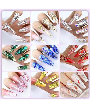 Dowarm Flatback Glass Crystal Rhinestones for Nails Multi 3D Shapes Crystals Nail Art Rhinestone Set (Light Pink) - Buy Online on GoSupps.com