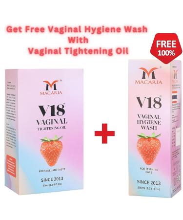 MACARIA V18 Virgin Again Yoni Tightening Oil with Strawberry Extract & V18 Vaginal Wash - International Shipping Available - Buy Online on GoSupps.com