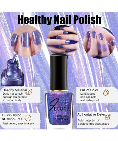 Purple Nail Polish - Glitter Mermaid Purple Nail Varnish Aurora Shimmer Effect Gel Nail Polish Holographic Quick Drying & Long Lasting Nail Art Varnish 8ml Mermaid Tears - 10 - Buy Online on GoSupps.com