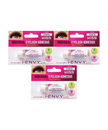 Kiss I Envy Clear 03 Eyelash Adhesive Individual 0.21 Ounce (6ml) (3 Pack)